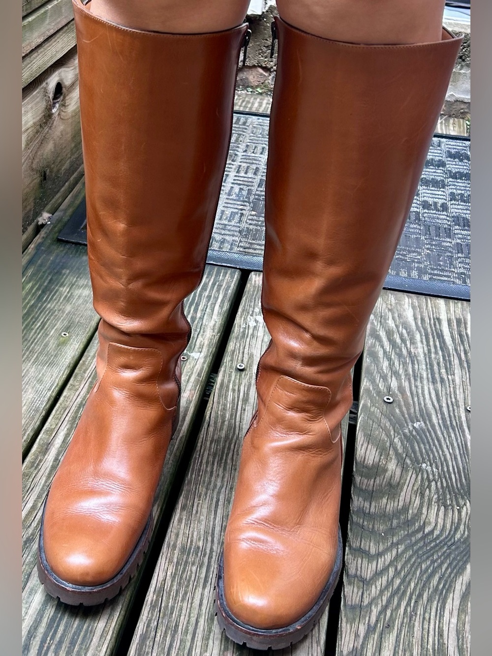 Giraudon Brown Lace-Up Knee-High Boots Size 8 - Picture 2 of 7